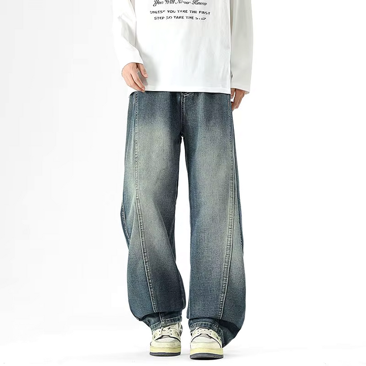 Jake Drape Wide-Leg Denim Jeans