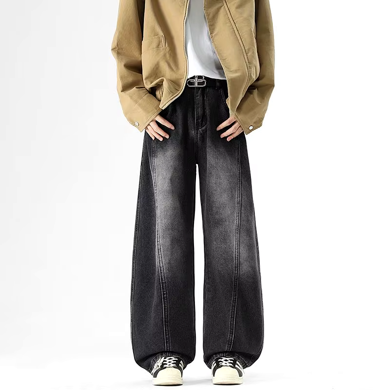 Jake Drape Wide-Leg Denim Jeans