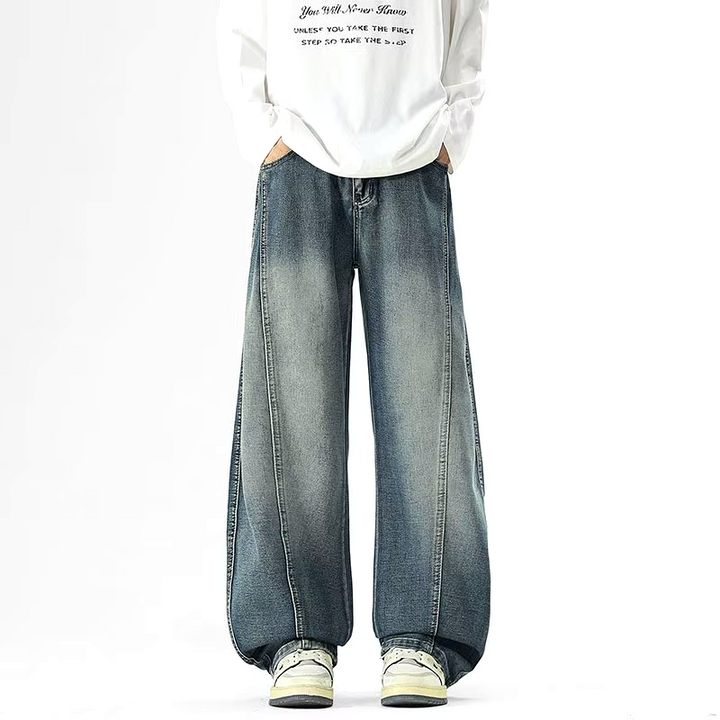 Jake Drape Wide-Leg Denim Jeans