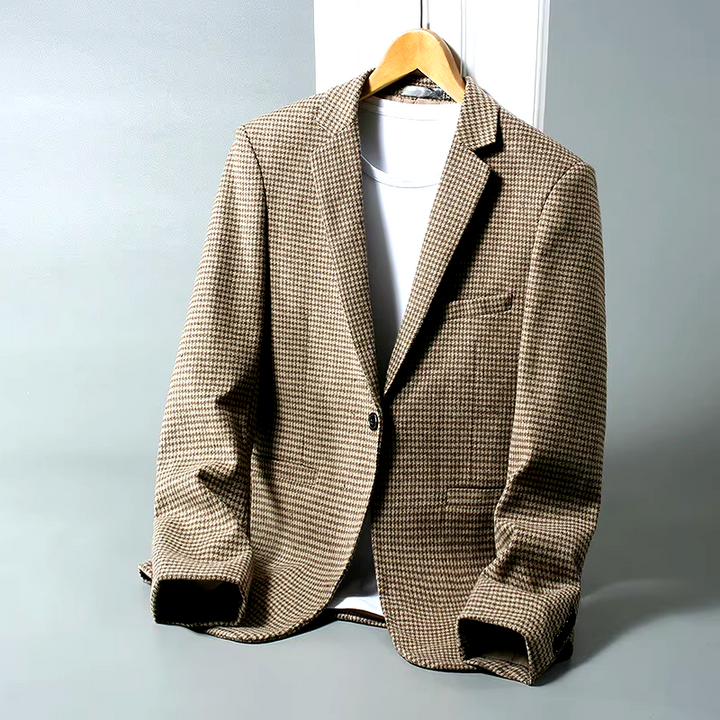 Houndstooth Wool Blazer