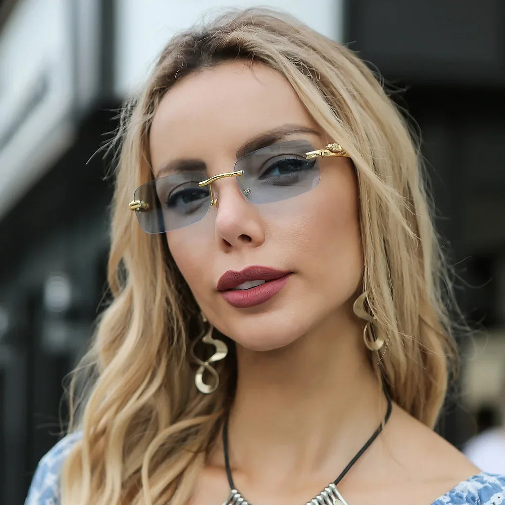 Panther Rimless Gold Sunglasses