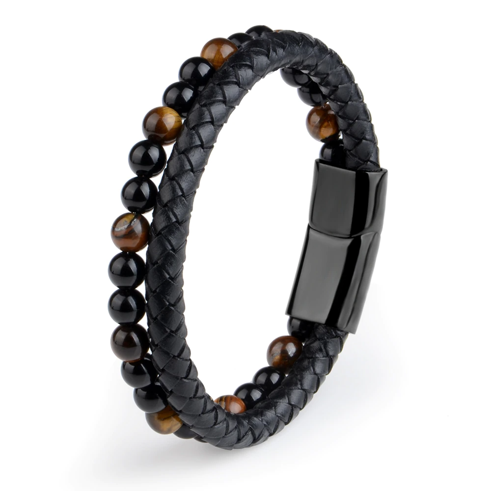 Luxe Tiger Eye Leather Bracelet